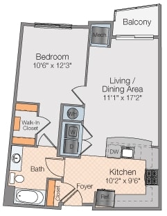 Floor plan 1 bed 1 bath