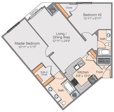 Floor plan 2 bed 2 bath
