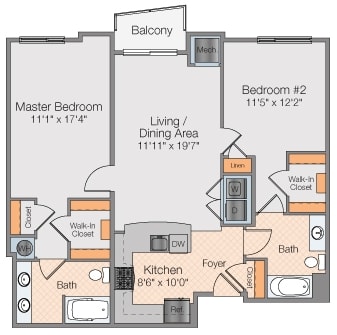 Floor plan 2 bed 2 bath