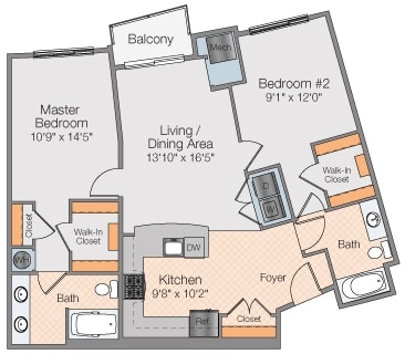 Floor plan 2 bed 2 bath