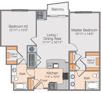 Floor plan 2 bed 2 bath