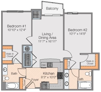 Floor plan 2 bed 2 bath