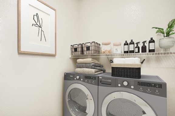 a washer and dryer in a laundry room