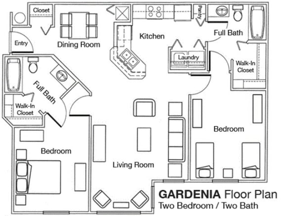Two Bedroom Two Bathroom Floorplan