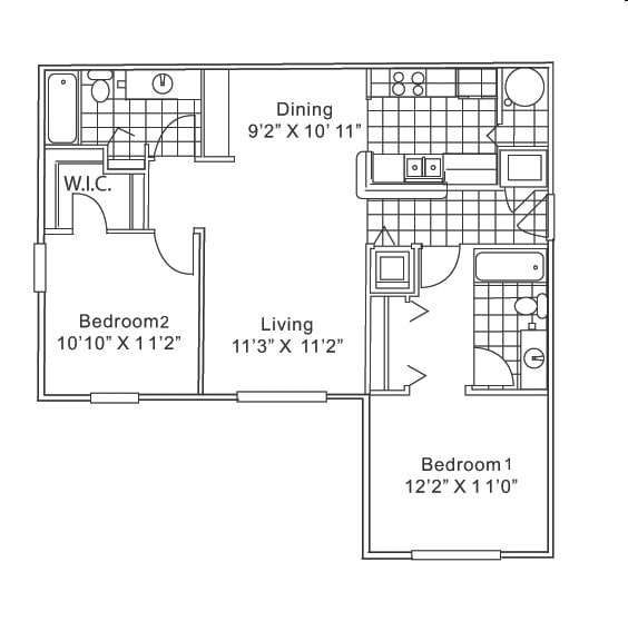 2 bedroom 2 bathroom floor plan