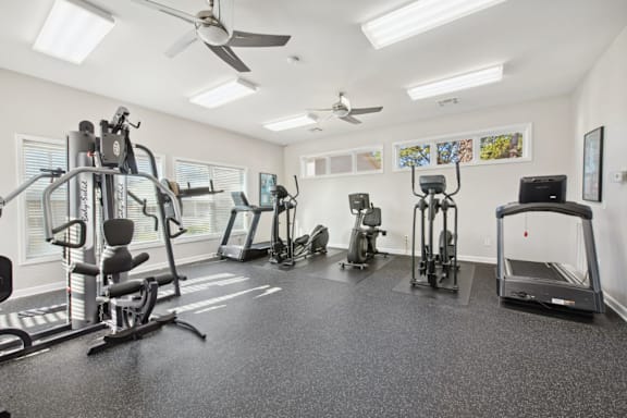 A spacious gym at Patriot Point Apartment Homes, Spring Lake, NC