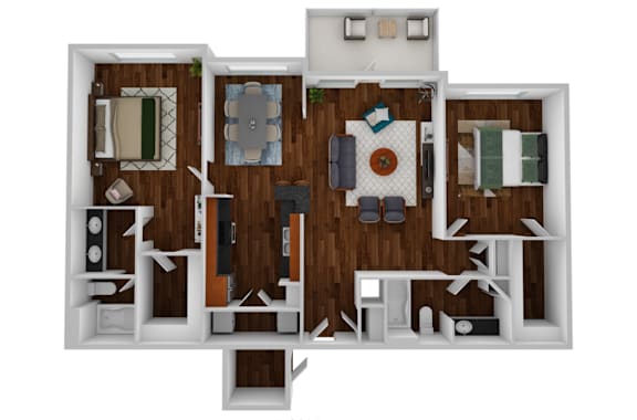 Floor Plan  Floor plan 2 bed 2 bath C at Ethan Pointe Apartments, North Carolina