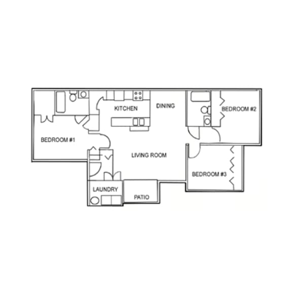 A floor plan of a house with labeled rooms.