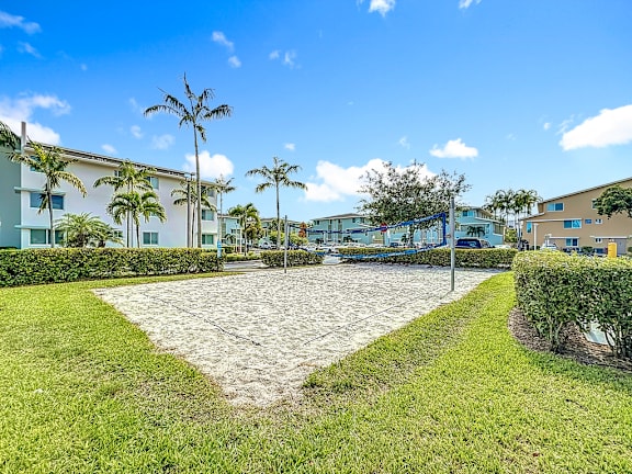 A sunny day at a residential area with a clear blue sky.