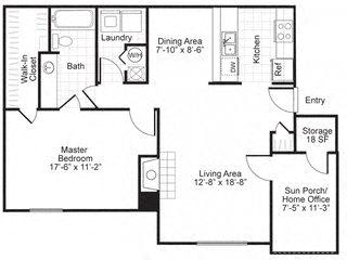 Woodlyn on the Green| A2 Floor Plan at Woodlyn on the Green Apartment Homes, Cary, NC, 27513