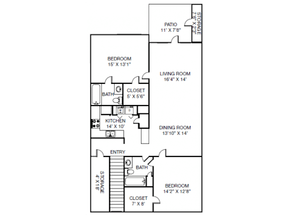 B2 floor plan 2 Bed 2 Bath