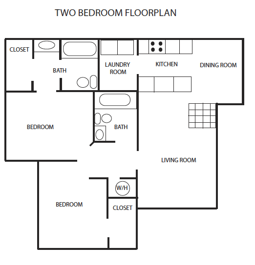 a floor plan of a two bedroom apartment