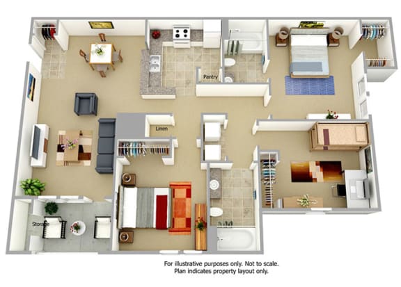 Three Bedroom Two Bath 1128 Sqft