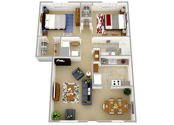 2 Bedroom 2 Bathroom Floor Plan