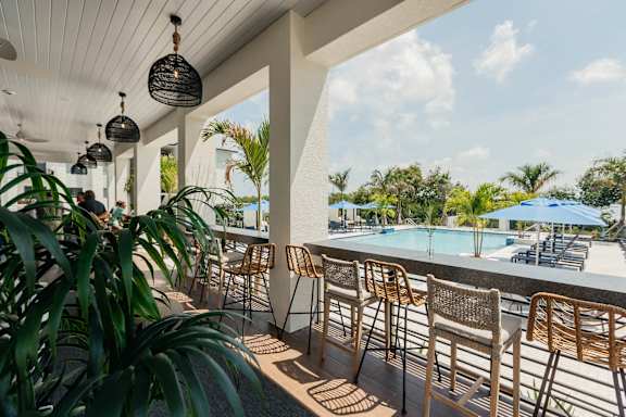 terrace by pool