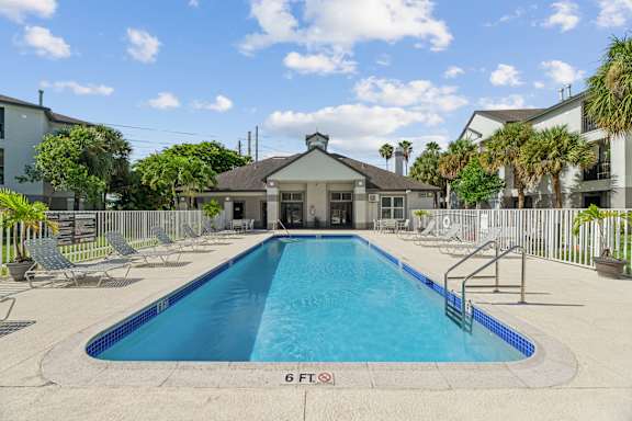 A swimming pool with a depth of 6 feet.
