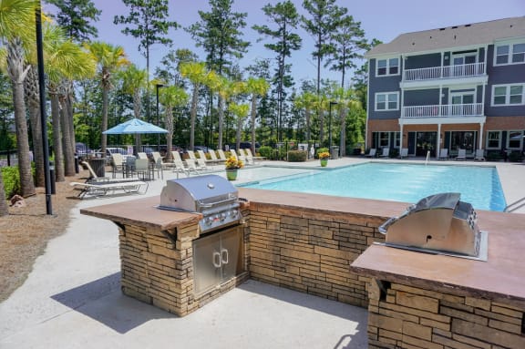 our apartments have a resort style pool and grilling area