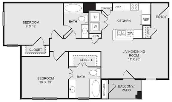 A black and white image of a floor plan for a house.