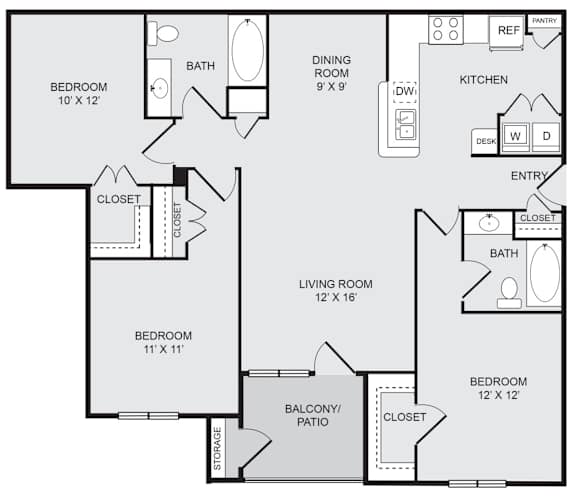 A black and white image of a house floor plan.