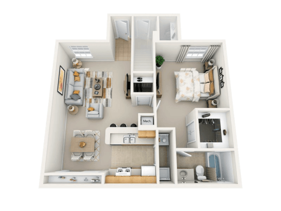 One Bedroom One Bathroom Floor Plan