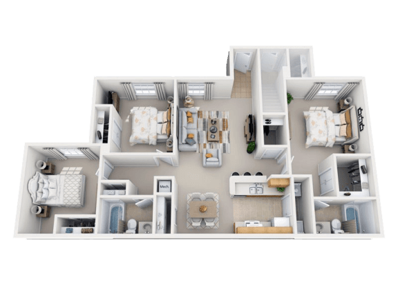 Three Bedroom Two Bathroom Floor Plan