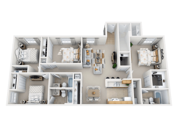Four Bedroom Three Bathroom Floor Plan 1481 sqft