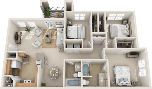 a floor plan of a house with bedrooms and a living room
