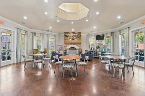 clubhouse lounge area with tables and chairs
