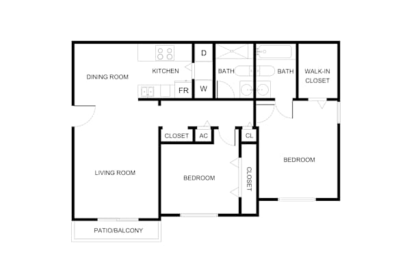 two bedroom two bathroom floorplan