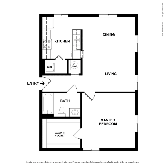 1 Bedroom 1 Bathroom Floor Plan