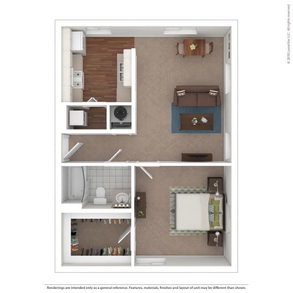 1 Bedroom 1 Bathroom Floor Plan