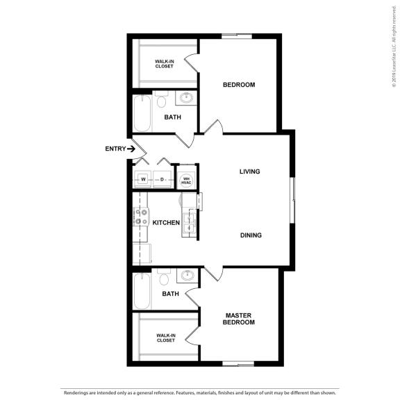 2 Bedroom 2 Bathroom Floor Plan
