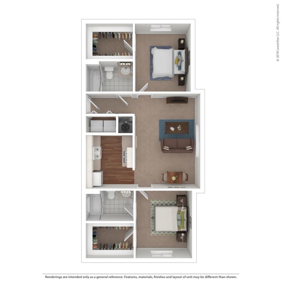 2 Bedroom 2 Bathroom Floor Plan