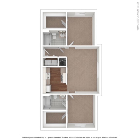 2 Bedroom 2 Bathroom Floor Plan
