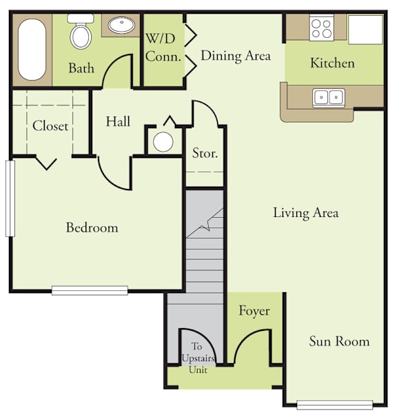 One bedroom one bathroom floorplan