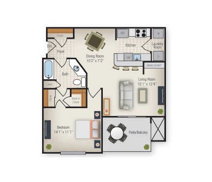 The Avenel one bedroom floorplan