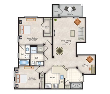 a floor plan of a two bedroom apartment
