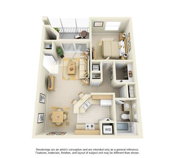 1 bedroom 1 bathroom floorplan