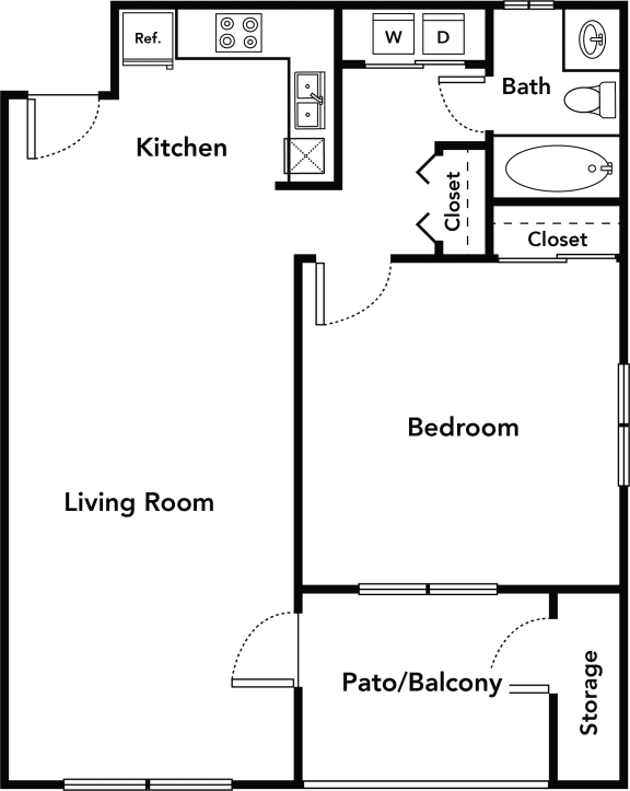 Floor plan 1 bed 1 bath