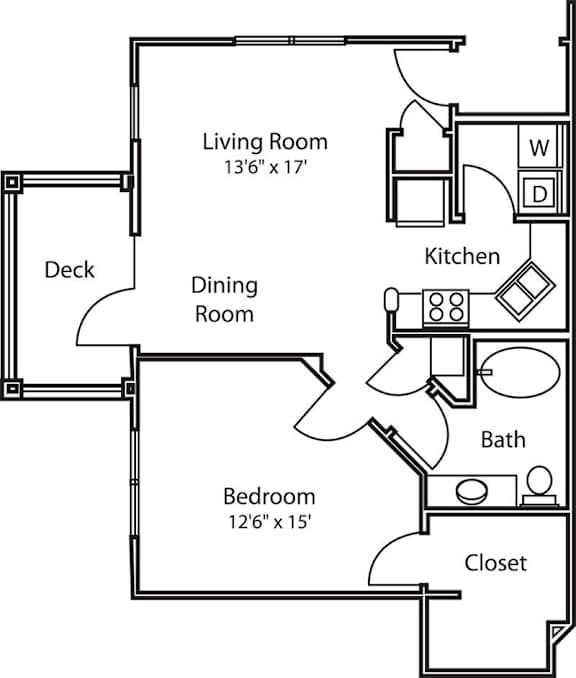 A black and white image of a house floor plan with labeled rooms.