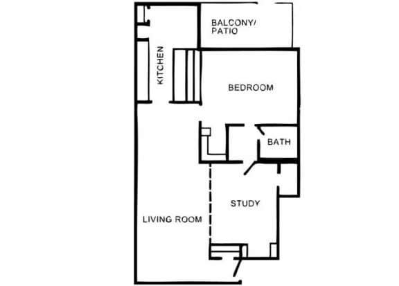 One Bedroom One Bathroom Floor Plan 1,024 Square Feet