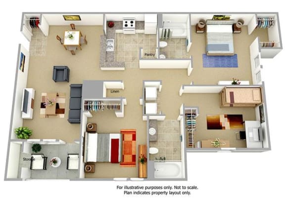 Three Bedroom Two Bath 1128 Square Feet at Chestnut Ridge Apartments, Virginia