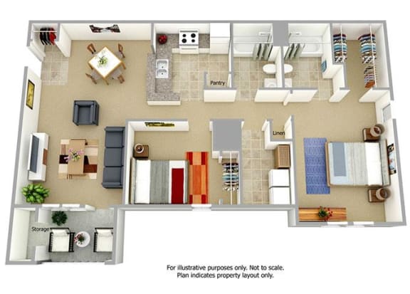 Two Bedroom Two Bath 988 Square Feet at Chestnut Ridge Apartments, Harrisonburg