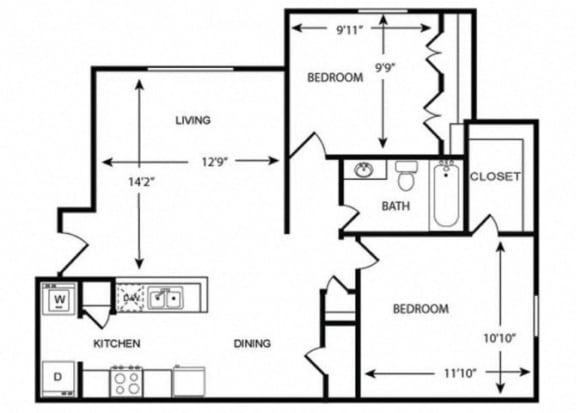 2 Bedroom Floor Plan 850 Sqft