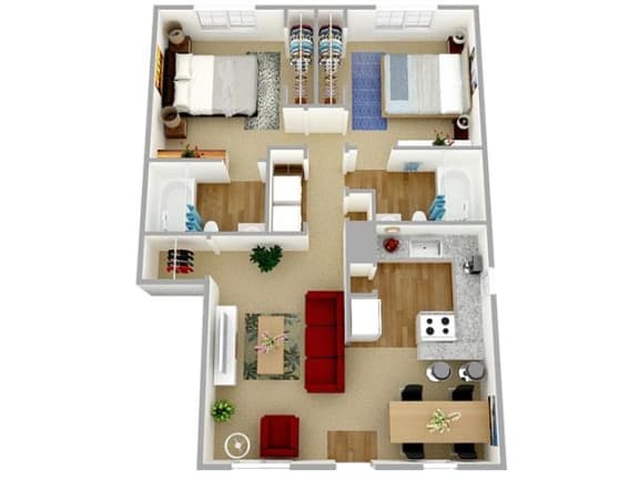 Three Bedroom Two Bath 949 Square Feet at King&#x27;s Ridge Apartments, Newport News, Virginia