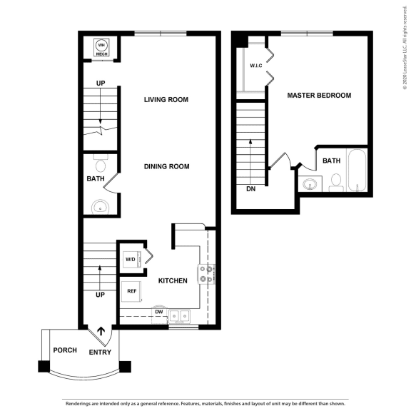 Calabria 1 Bedroom 1 Bathroom Floor Plan