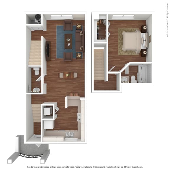 Calabria 1 Bedroom 1 Bathroom Floor Plan