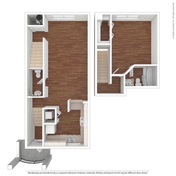 Calabria 1 Bedroom 1 Bathroom Floor Plan