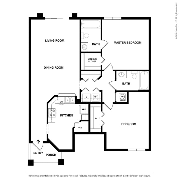 Florence 2 Bedroom 2 Bathroom Floor Plan
