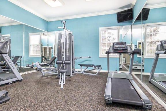 Fitness center with strength and cardio equipment.